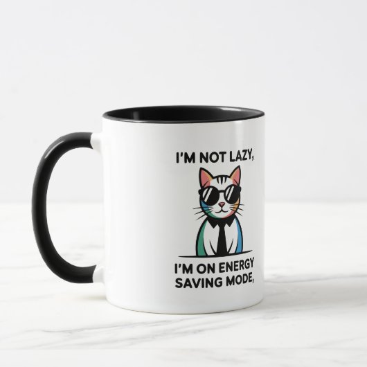 猫の面白い エネルギー節約モード 私は怠け者じゃない コーヒー マグカップ (左)