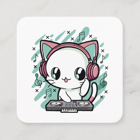 猫の音楽 スクエア名刺 (正面)