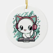 猫の音楽 セラミックオーナメント (正面)