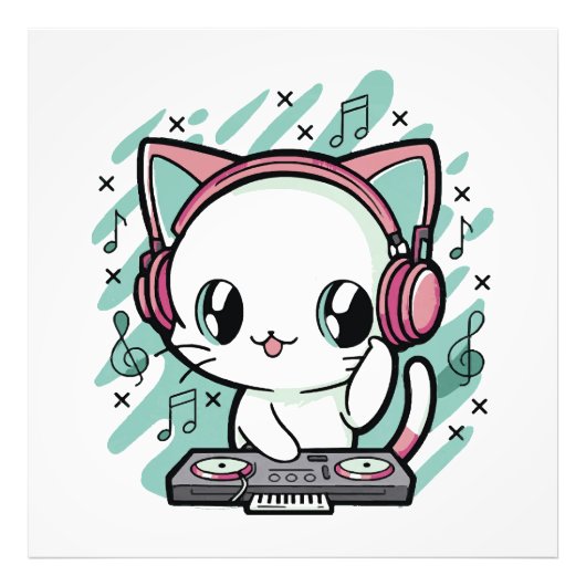 猫の音楽 フォトプリント            (正面)