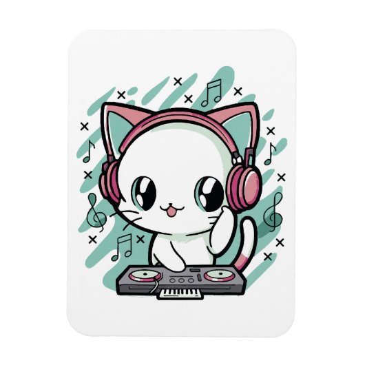 猫の音楽 マグネット (縦)