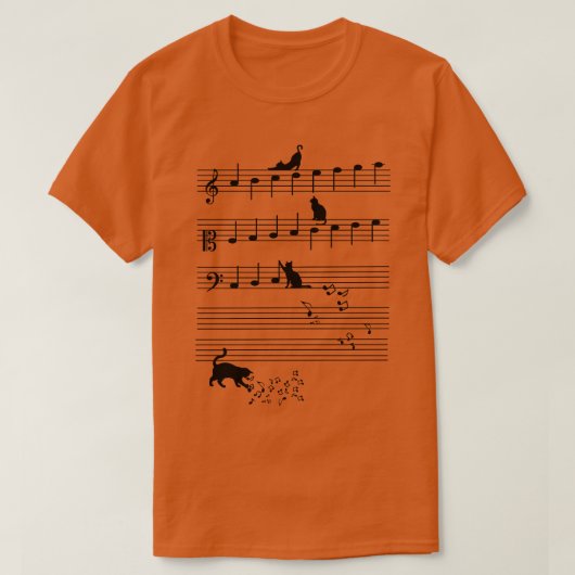猫の音符 Tシャツ (デザイン正面)