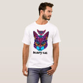猫の頭のデザインがシャツに付いている Tシャツ (正面フル)