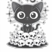 猫の頭蓋骨 おかしいほど可愛い 猫 ゴス ブラック アル シール (正面)