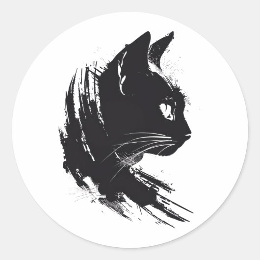 猫の頭 ラウンドシール (正面)