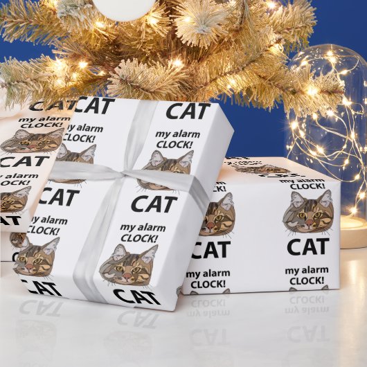 猫の顔が私の目覚まし時計 トラビーキャット ラッピングペーパー (クリスマス)