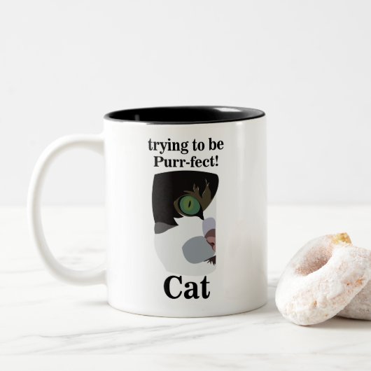 猫の顔が面白い ツートーンマグカップ (ドーナツ)