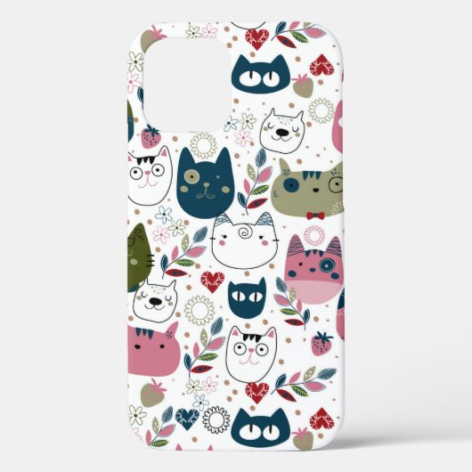 猫の顔で温緑色のパターンをミュート（すべての電話） Case-Mate iPhoneケース (裏面)