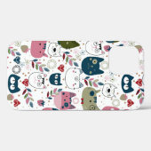 猫の顔で温緑色のパターンをミュート（すべての電話） Case-Mate iPhoneケース (裏面 (横))
