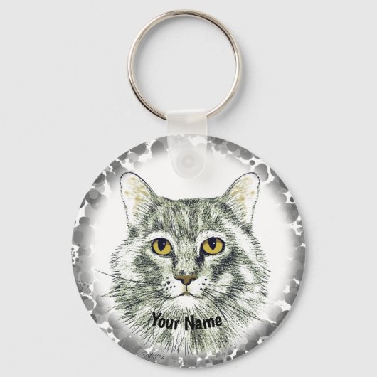 猫の顔のキーチェーン キーホルダー (正面)