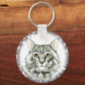 猫の顔のキーチェーン キーホルダー (正面)