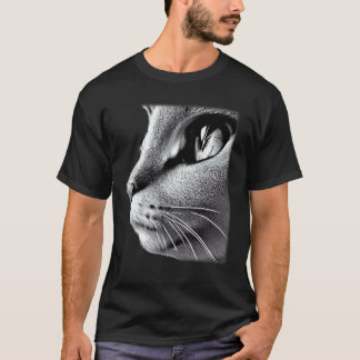 猫の顔のグラフィック 動物 ペット 怒った子猫のプリント Tシャツ