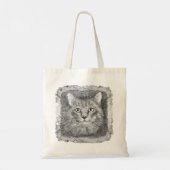 猫の顔のスケッチ トートバッグ (裏面)