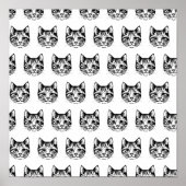 猫の顔のスケッチ 描画 キティ 愛好家 ネコ科 動物 ポスター (正面)
