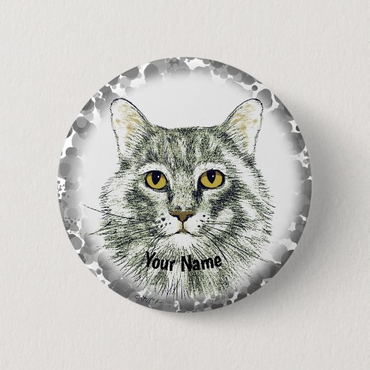 猫の顔のピンバッジ 缶バッジ (正面)
