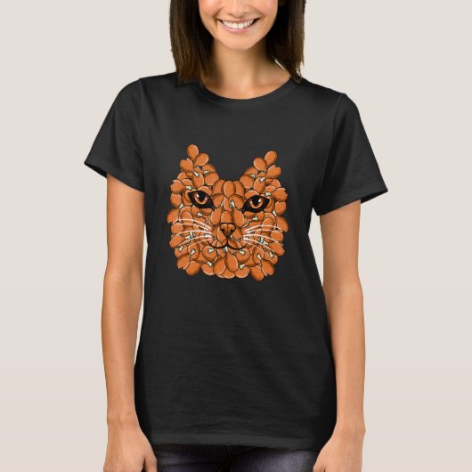 猫の顔の七面鳥の脚 感謝祭 クールな秋 Tシャツ (正面)
