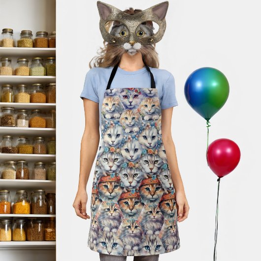 猫の顔の六角形パターン エプロン