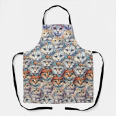 猫の顔の六角形パターン エプロン (正面)