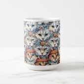 猫の顔の六角形パターン コーヒーマグカップ (中央)