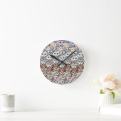 猫の顔の六角形パターン ラウンド壁時計 (ホーム)