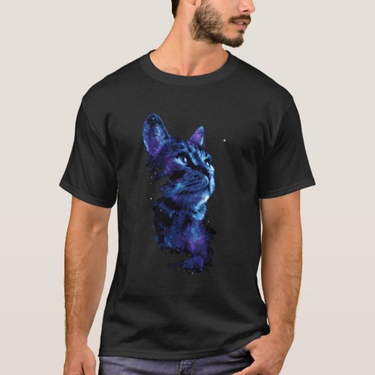 猫の顔の宇宙 Tシャツ (正面)