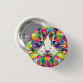 猫の顔の幾何学プリズムデザイン-32453 缶バッジ (正面&裏面)