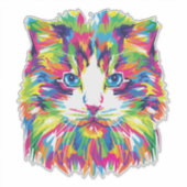 猫の顔の幾何学的なプリズムデザイン-32453 シール (正面)