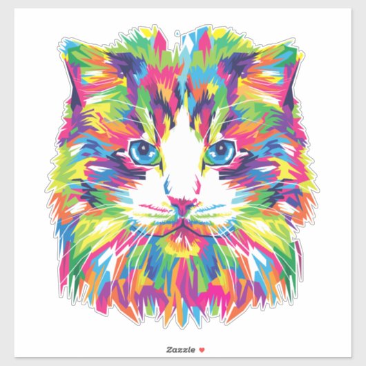 猫の顔の幾何学的なプリズムデザイン-32453 シール (シート)