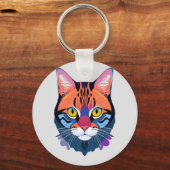 猫の顔の抽象的なイラスト キーホルダー (裏面)