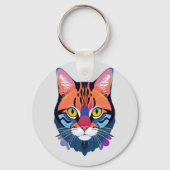 猫の顔の抽象的なイラスト キーホルダー (裏面)