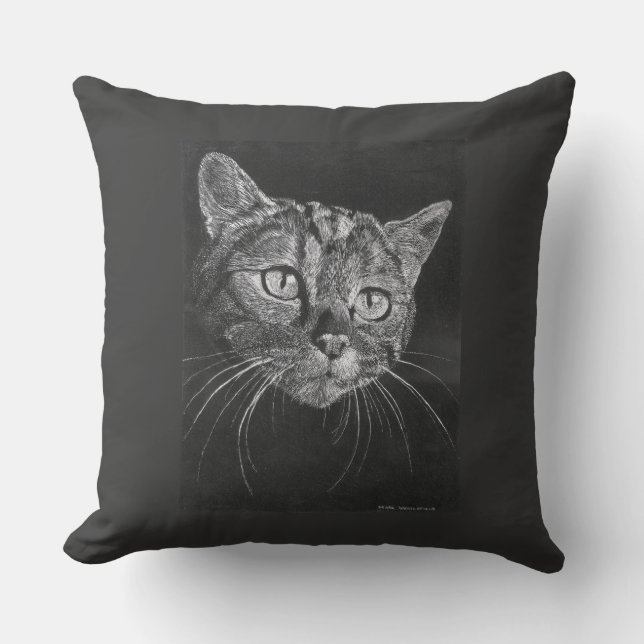 猫の顔の絵 アウトドアクッション (正面)