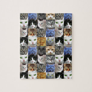 猫の顔コラージュパズル ジグソーパズル