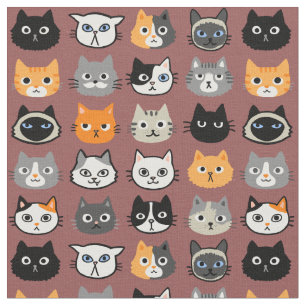 猫の顔パターン クール子猫好きの織物 ファブリック