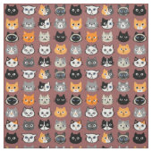 猫の顔パターン|クール子猫好きの織物 ファブリック (見本)