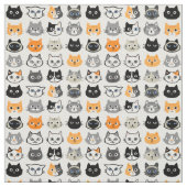 猫の顔パターン|クール子猫好きの織物 ファブリック (見本)
