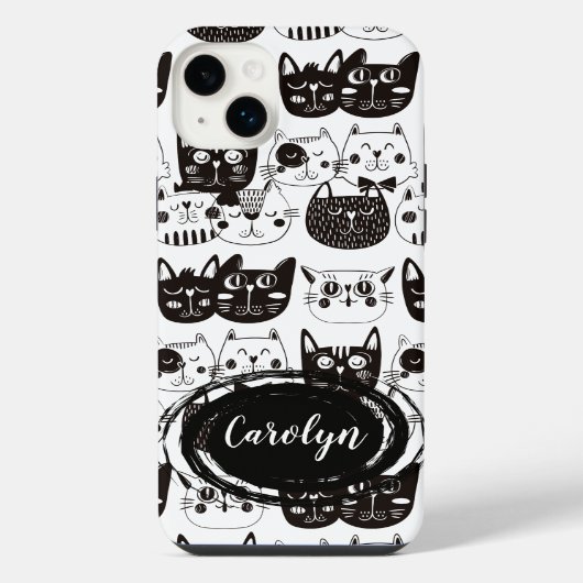 猫の顔パターン iPhoneケース (裏面)