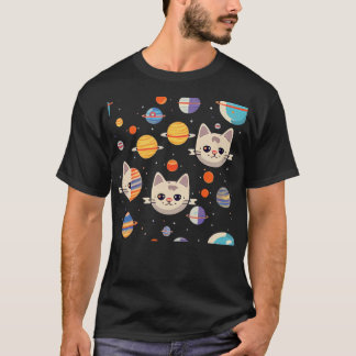 猫の顔宇宙 Tシャツ
