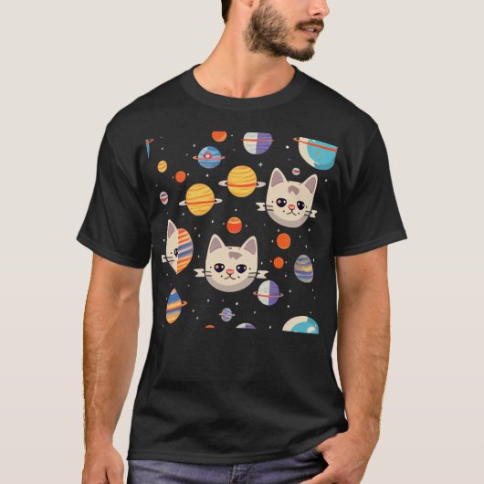 猫の顔宇宙 Tシャツ (正面)