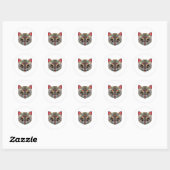 猫の顔数々のカラー ラウンドシール (シート)