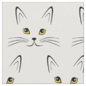 猫の顔柄 ファブリック (クローズアップ)