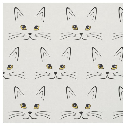 猫の顔柄 ファブリック (見本)