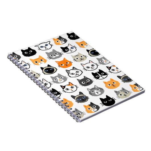 猫の顔|かわいい、おもしろい悩まされた猫たち ノートブック (右側)