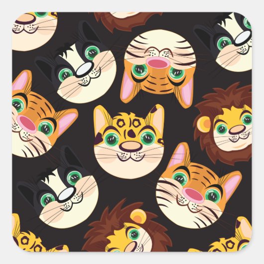 猫の顔 スクエアシール (正面)