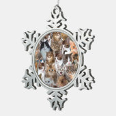 猫の顔 スノーフレークピューターオーナメント (右)