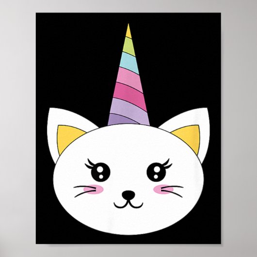 猫の顔 ユニコーンのまつ毛 ハロウィン 仮装 ポスター (正面)