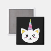 猫の顔 ユニコーンのまつ毛 ハロウィン 仮装 マグネット (正面/裏面)