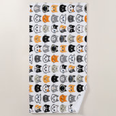 猫の顔 |可愛おもしろいくてイライラした猫 ビーチタオル (正面)