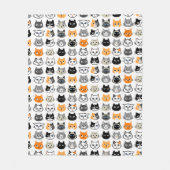 猫の顔 |可愛おもしろいくてイライラした猫 フリースブランケット (正面)