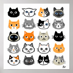 猫の顔 可愛おもしろいくてイライラした猫 ポスター