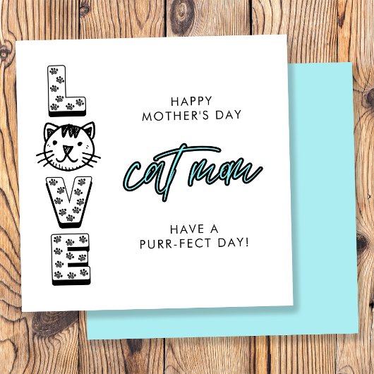猫の願いからのお母さんの青い幸せ カード